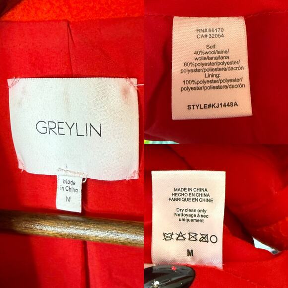 Greylin Josefa Wool Blend Coat Red Anthropologie size Medium - Picture 6 of 6